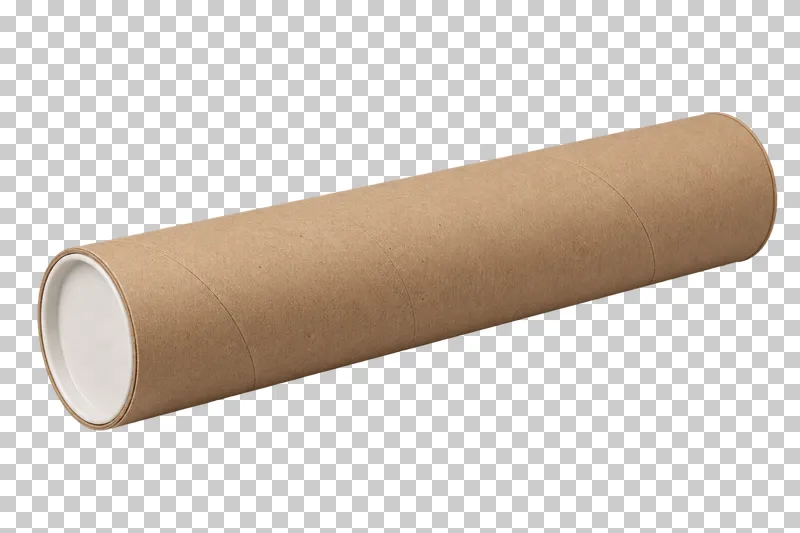 A closed spiral-wound kraft cardboard mailing tube with a plain inset end cap.