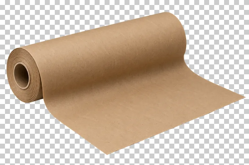 A roll of brown kraft wrapping paper with a broad continuous sheet partly unrolled.