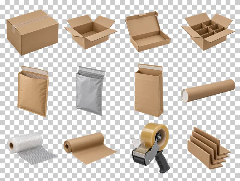 Shipping and Packaging Photo PNG Collection: all 12 elements in one grid