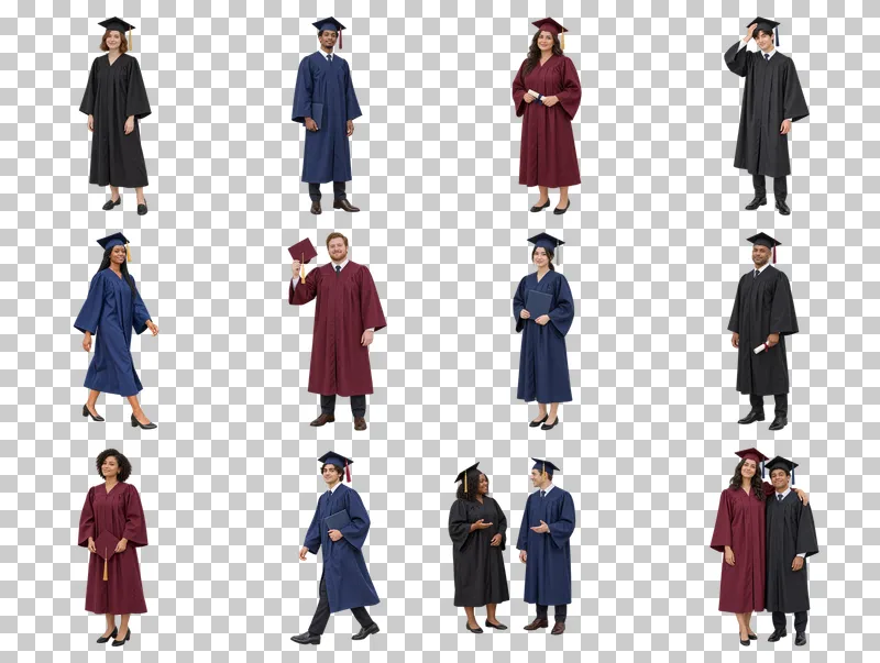 Graduation People Photo PNG Collection: all 12 elements in one grid