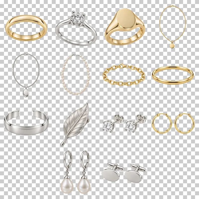 Jewelry Essentials Photo PNG Collection: all 14 elements in one grid