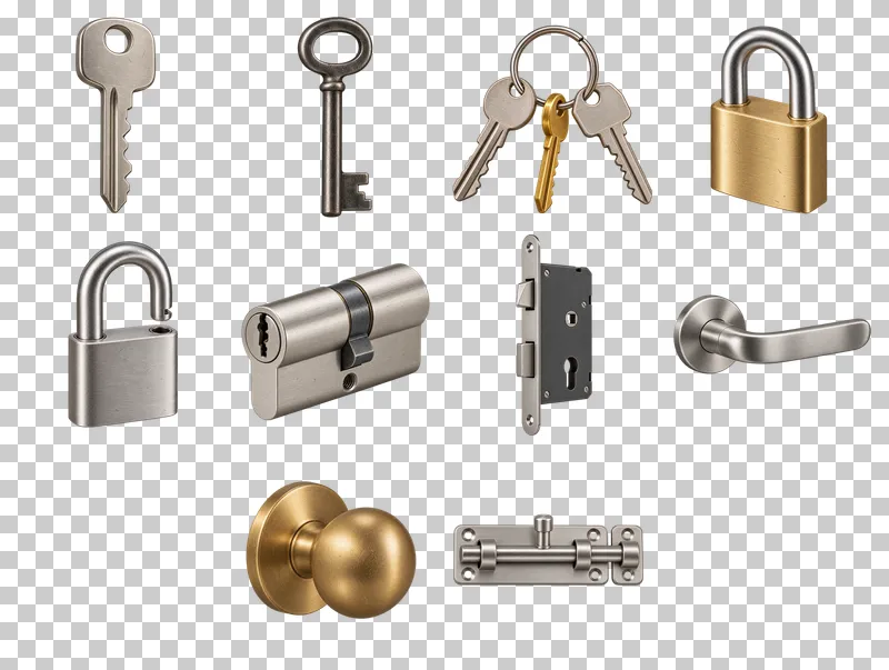 Keys and Locks Photo PNG Collection: all 10 elements in one grid