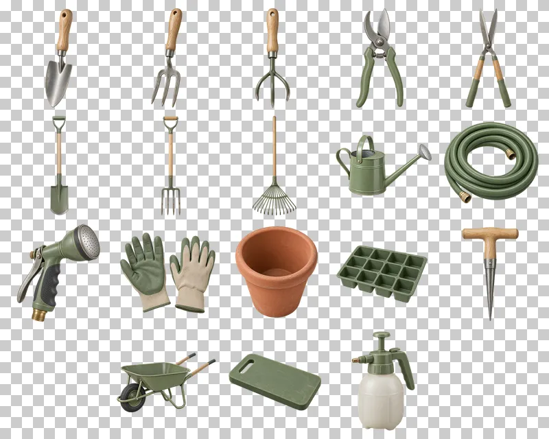 Gardening Essentials Photo PNG Collection: all 18 elements in one grid