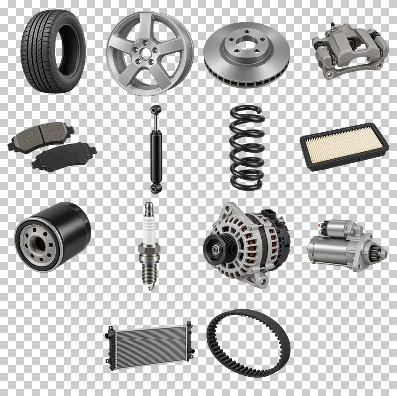 Automotive Parts Photo PNG Collection: all 14 elements in one grid