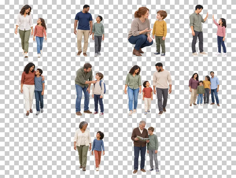 Families Together Photo PNG Collection: all 10 elements in one grid
