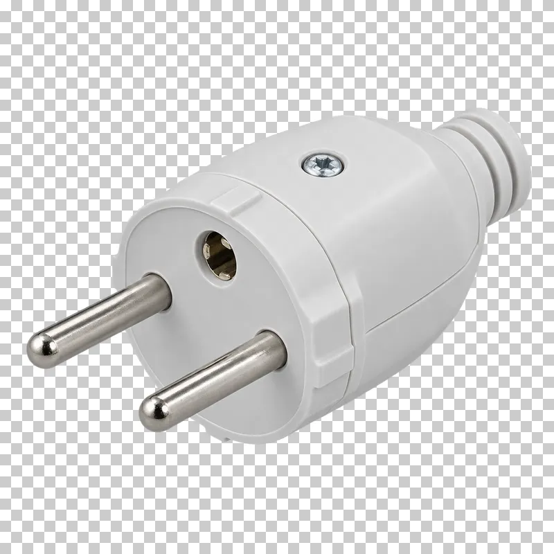 Photorealistic closed rewireable mains plug isolated on a transparent background.