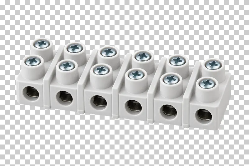 Photorealistic terminal strip isolated on a transparent background.