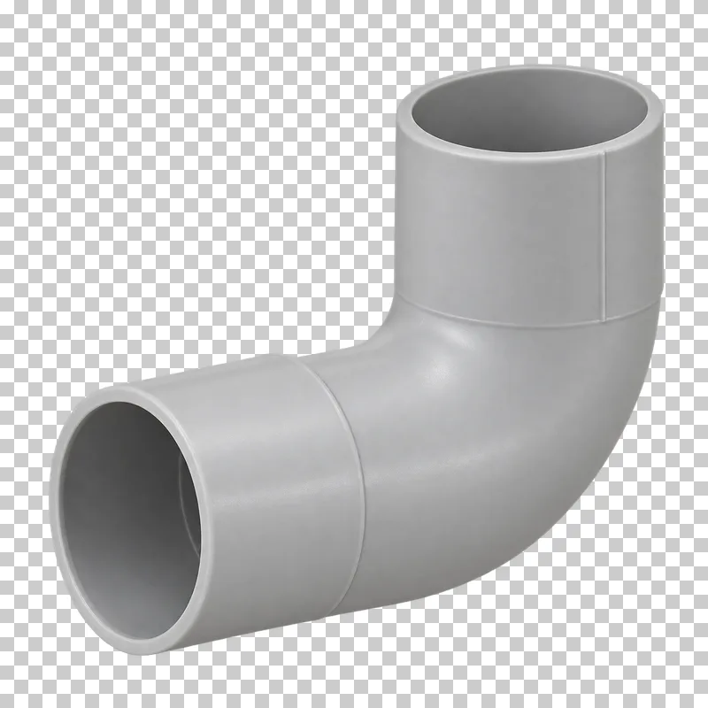 Photorealistic rigid conduit elbow isolated on a transparent background.