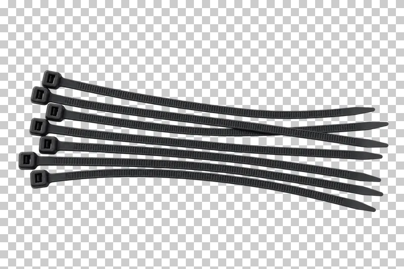 Photorealistic cable tie bundle isolated on a transparent background.