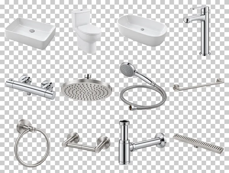 Bathroom Fixtures Photo PNG Collection: all 12 elements in one grid