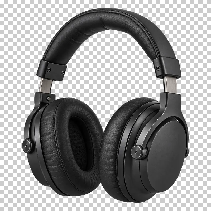 Closed-back studio headphones with padded earcups, adjustable metal sliders and a cushioned headband.