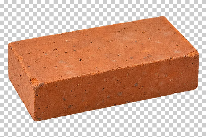 An isolated solid clay brick sample with visible material texture and edges.