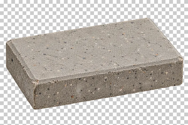 An isolated concrete paving block sample with visible material texture and edges.