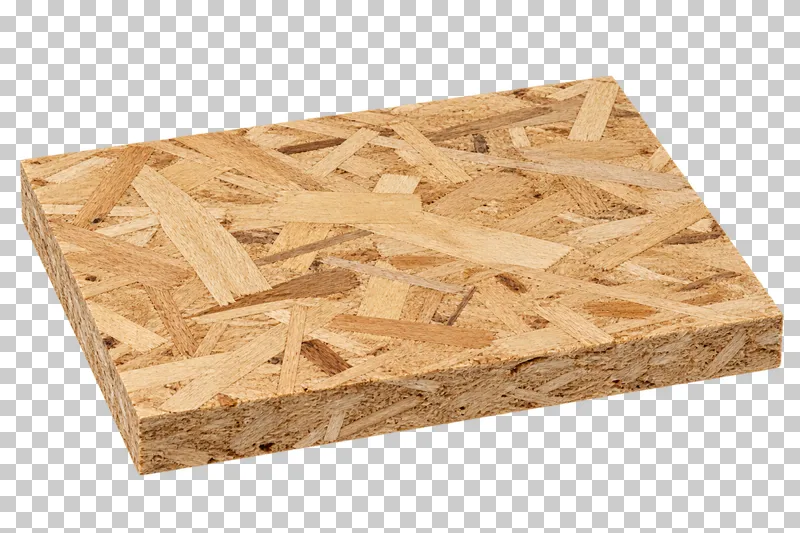 An isolated osb offcut sample with visible material texture and edges.