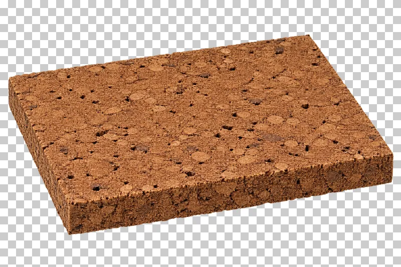 An isolated cork board sample with visible material texture and edges.