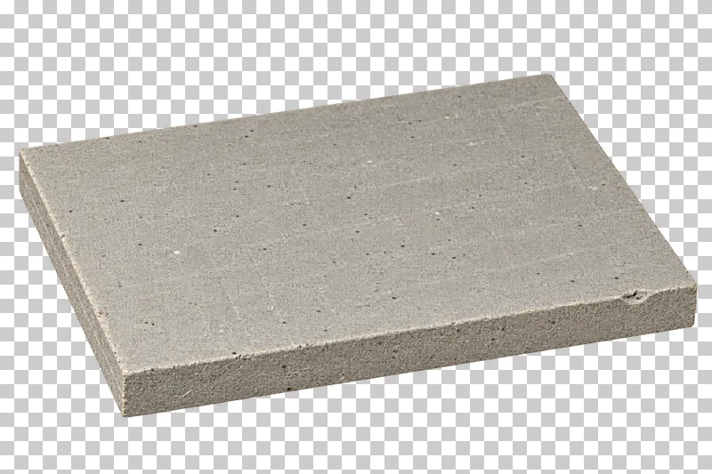 An isolated cement board offcut sample with visible material texture and edges.