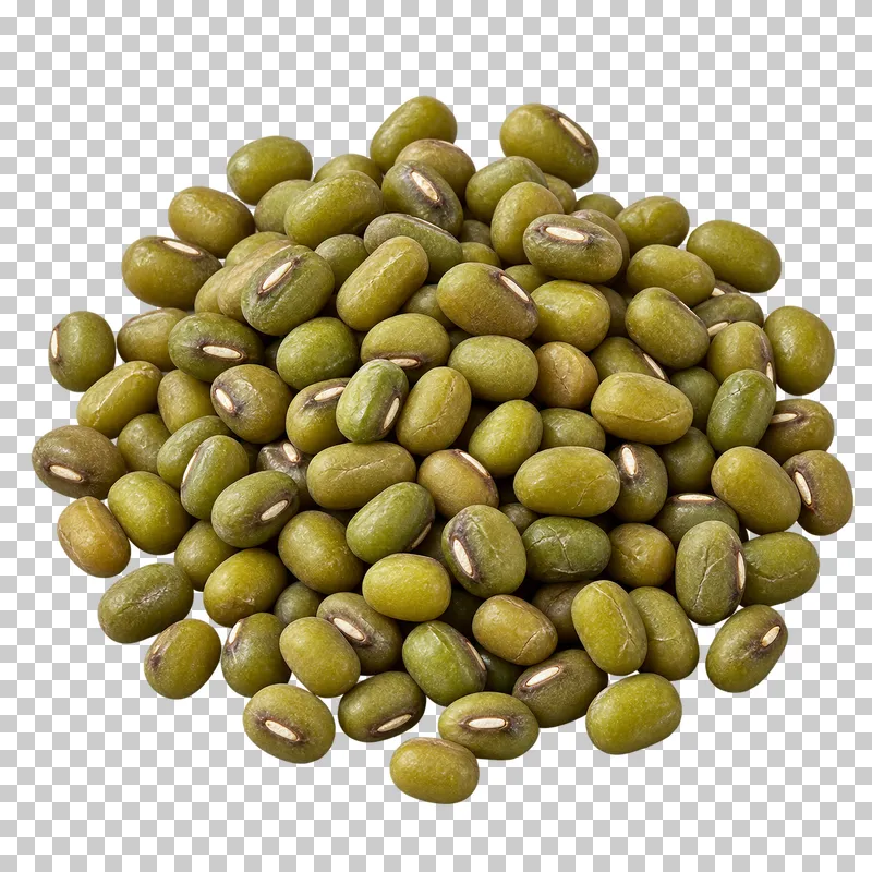 A compact portion of mung beans with small olive-green forms and pale hilum marks.