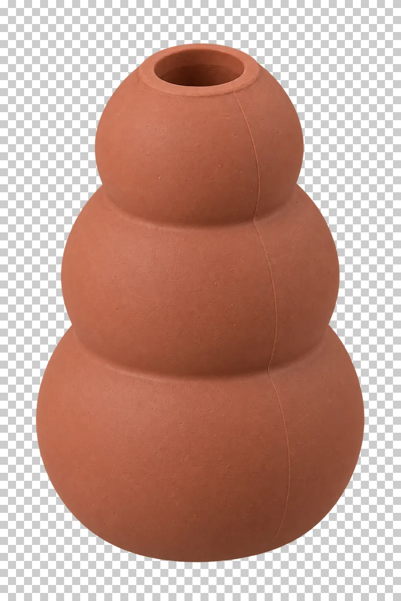 Rubber treat toy in terracotta natural rubber, photographed as a complete isolated product on a transparent background.