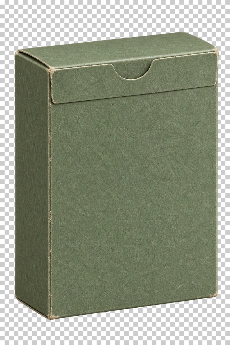 A closed plain cardboard deck box.