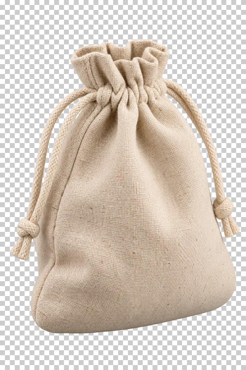 A fabric drawstring bag for board game pieces.
