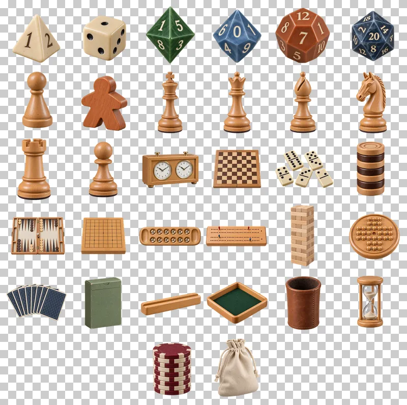 Tabletop Games Photo PNG Collection: all 32 elements in one grid
