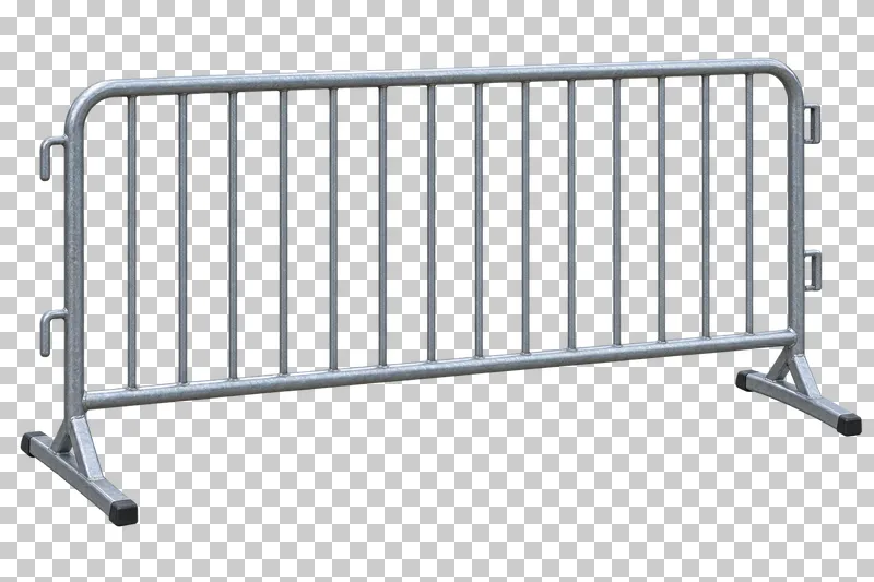 Portable metal barrier shown from a slight angle as a photorealistic cutout.