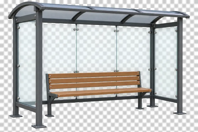 Bus shelter shown from a slight angle as a photorealistic cutout.