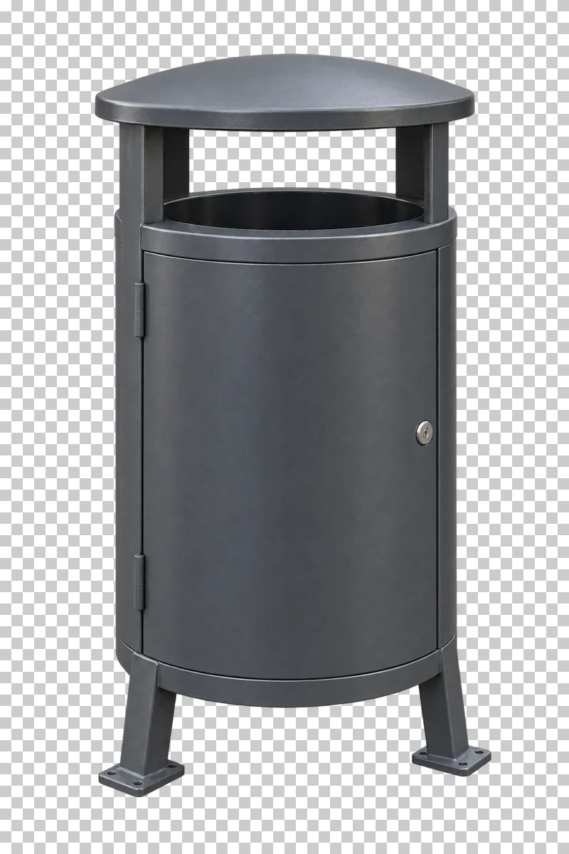 Street litter bin shown from a slight angle as a photorealistic cutout.