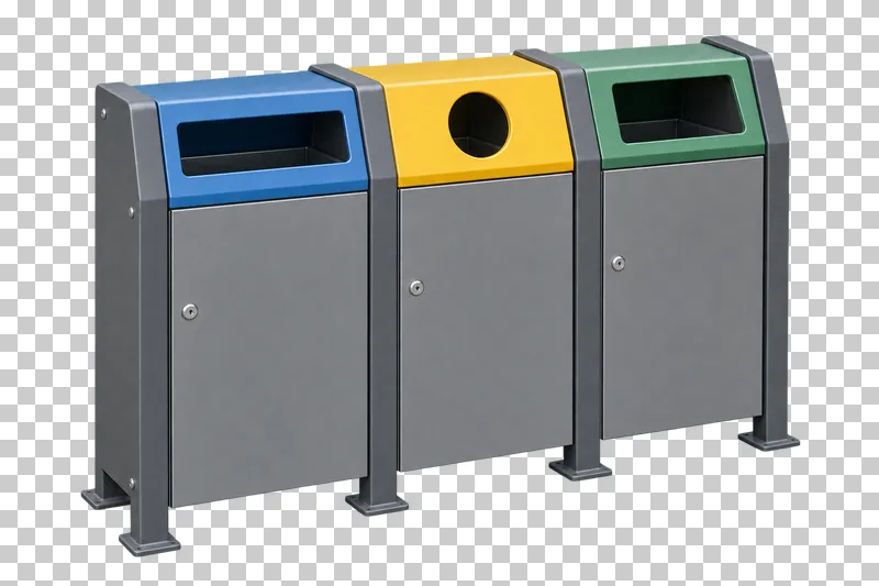Recycling bin set shown from a slight angle as a photorealistic cutout.