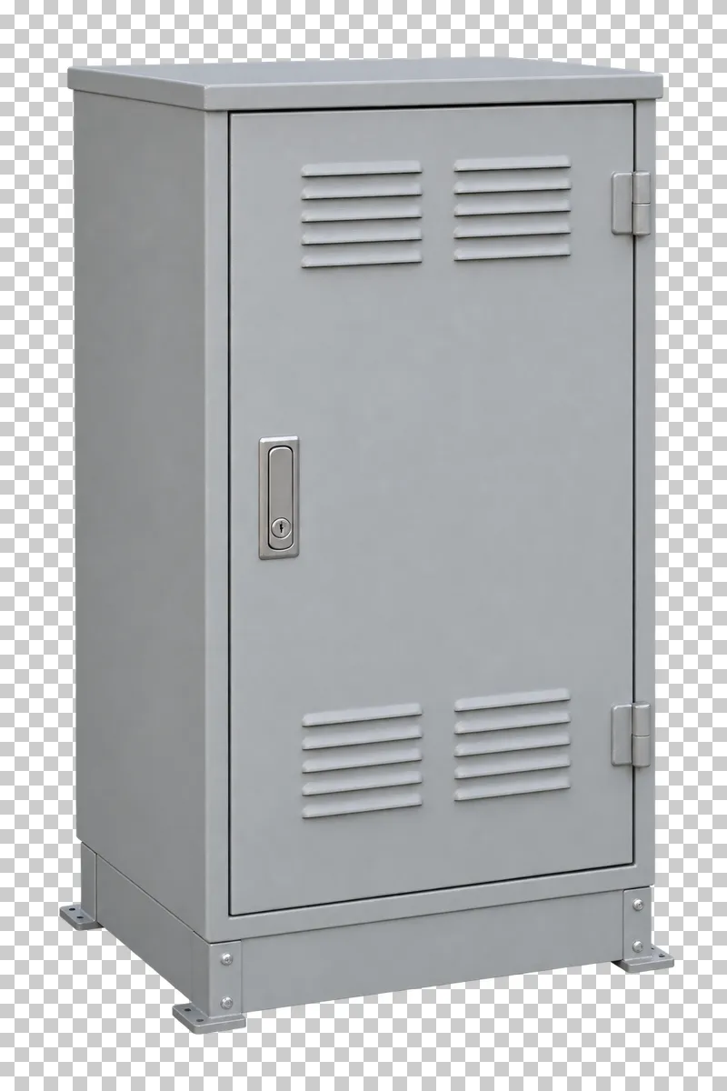 Street utility cabinet shown from a slight angle as a photorealistic cutout.