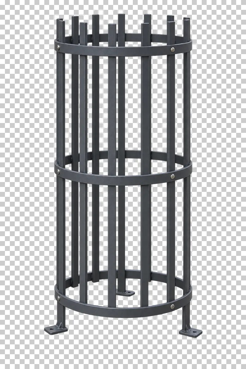 Vertical tree guard without tree shown from a slight angle as a photorealistic cutout.
