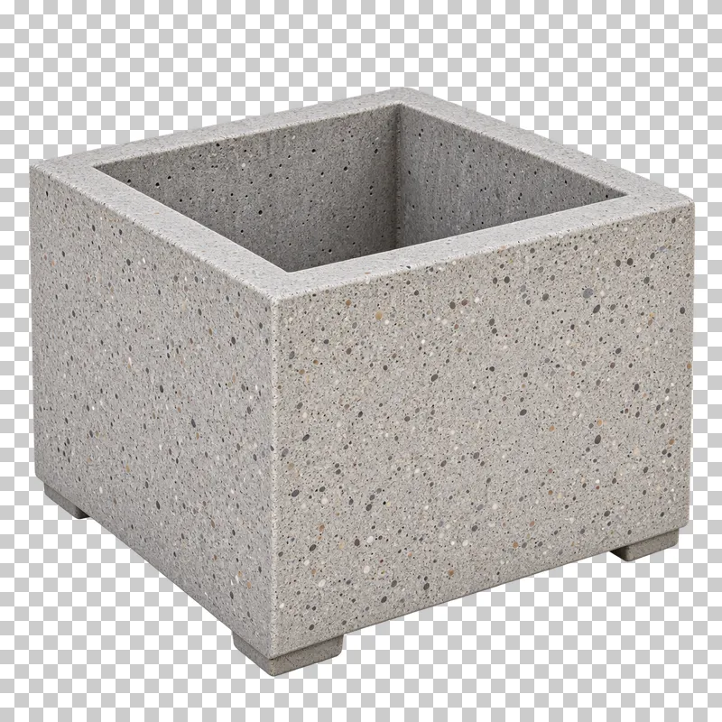 Large empty urban planter shown from a slight angle as a photorealistic cutout.