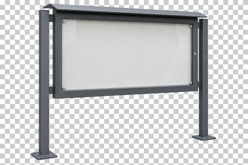 Public notice board without posters shown from a slight angle as a photorealistic cutout.