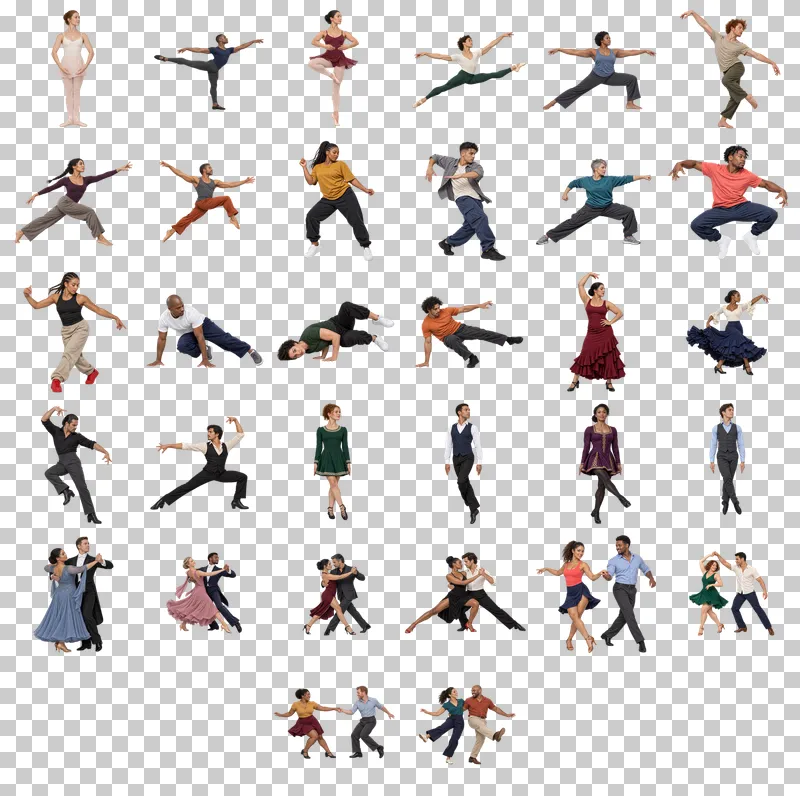 Dance Performers Photo PNG Collection: all 32 elements in one grid