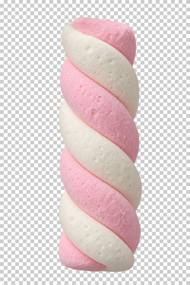 A single pale pink and ivory twisted marshmallow with a soft matte surface.