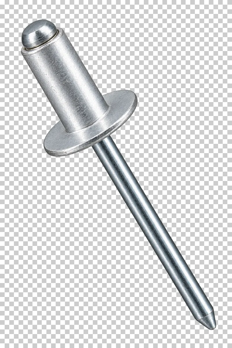 Aluminum blind rivet with a flange and steel pull mandrel.