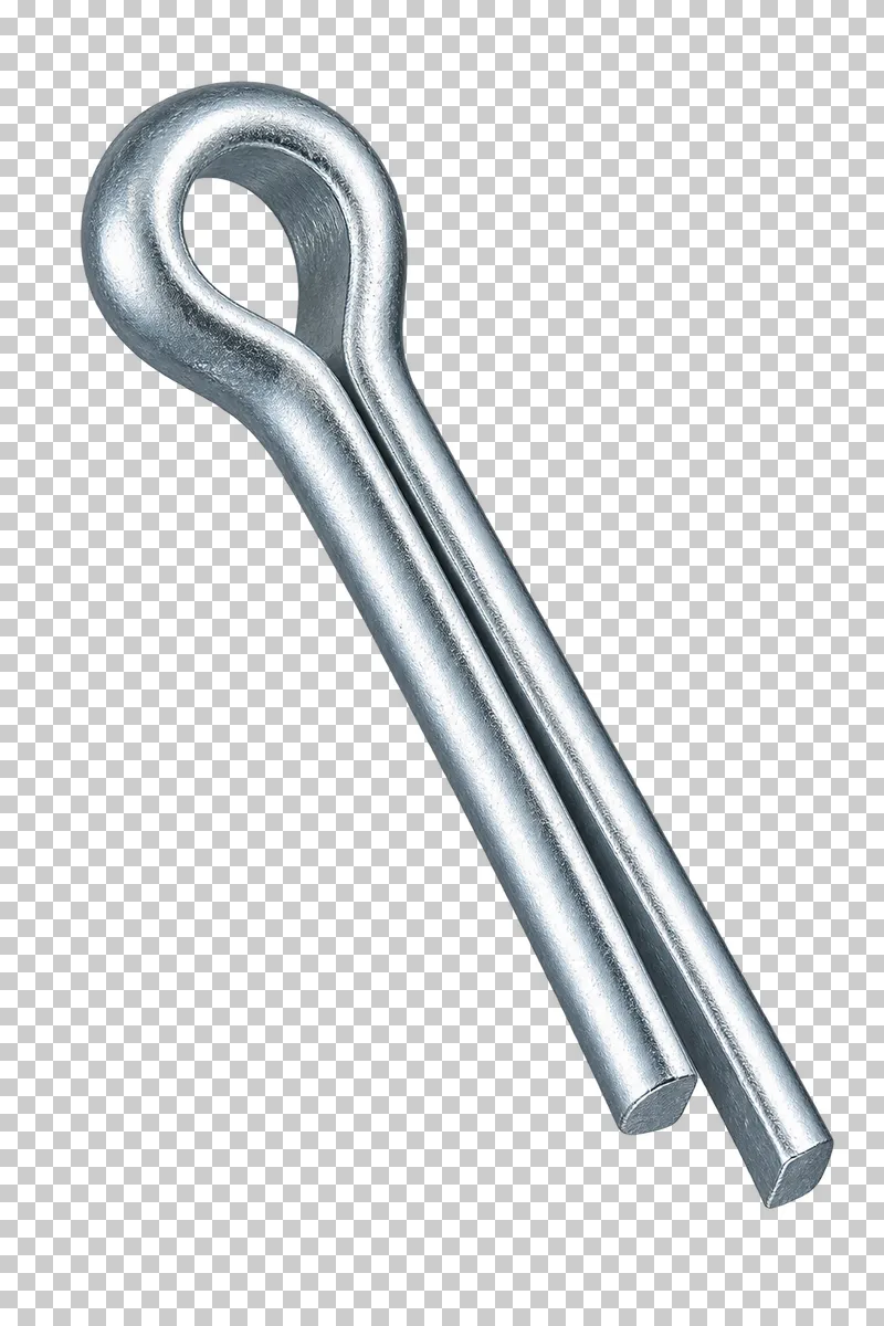 Zinc-plated split cotter pin with a looped eye and two half-round legs.