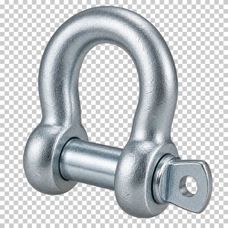 Zinc-plated bow shackle with a threaded removable screw pin.