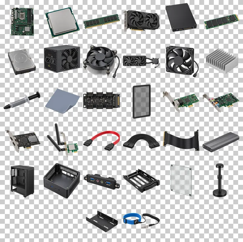 Computer Components Photo PNG Collection: all 32 elements in one grid