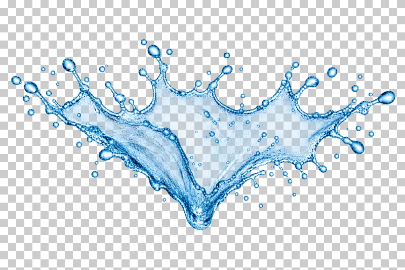 A broad water fan with thin liquid folds and scattered droplets.