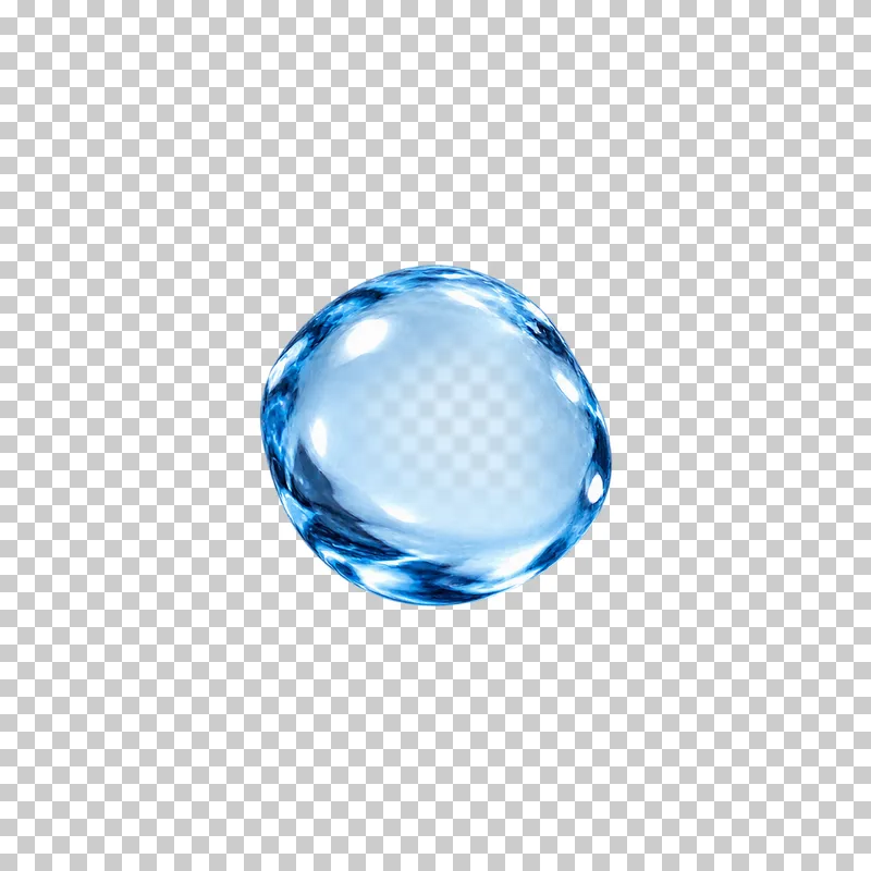 A single round water droplet with cool highlights.