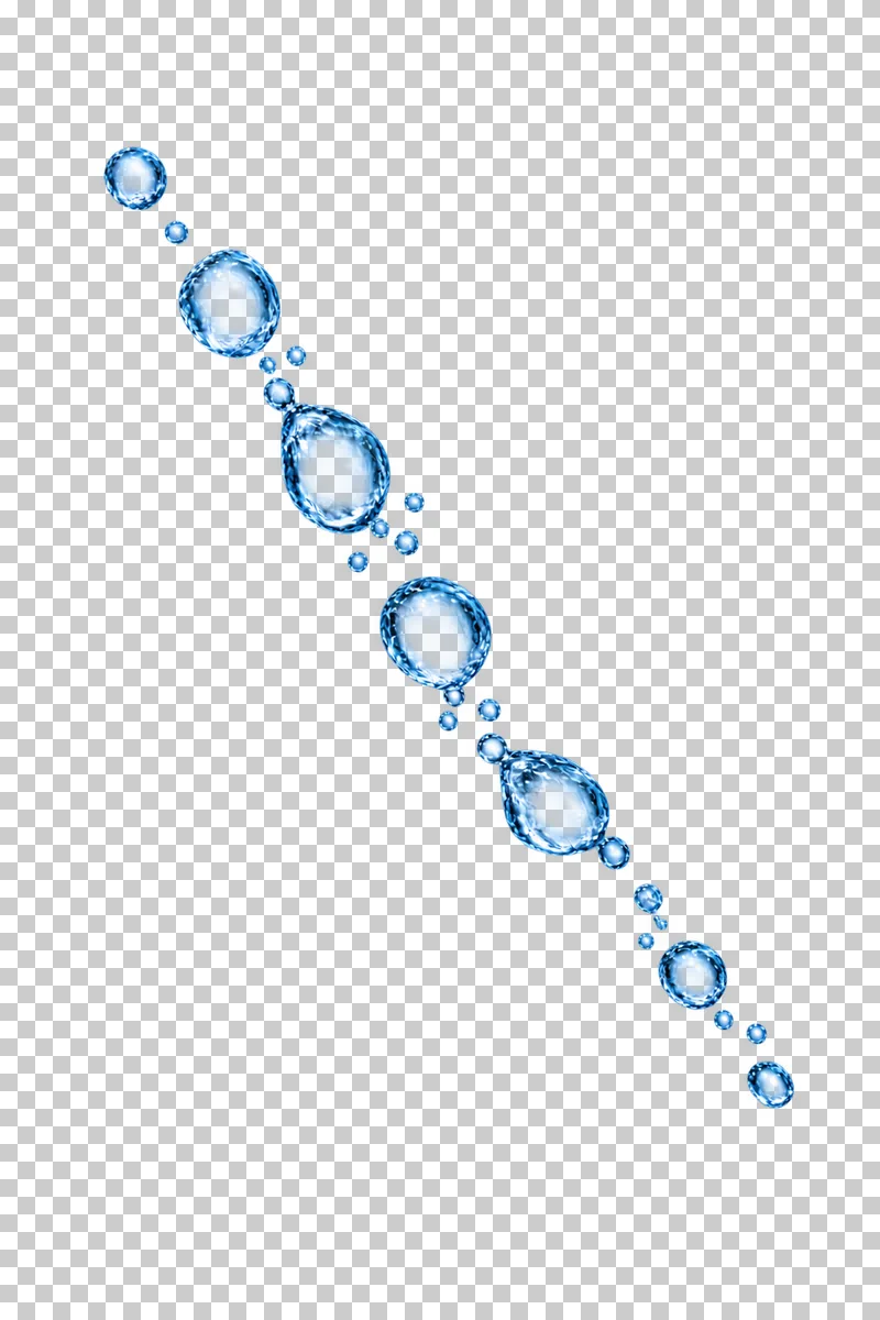 Several water droplets forming a diagonal trail.