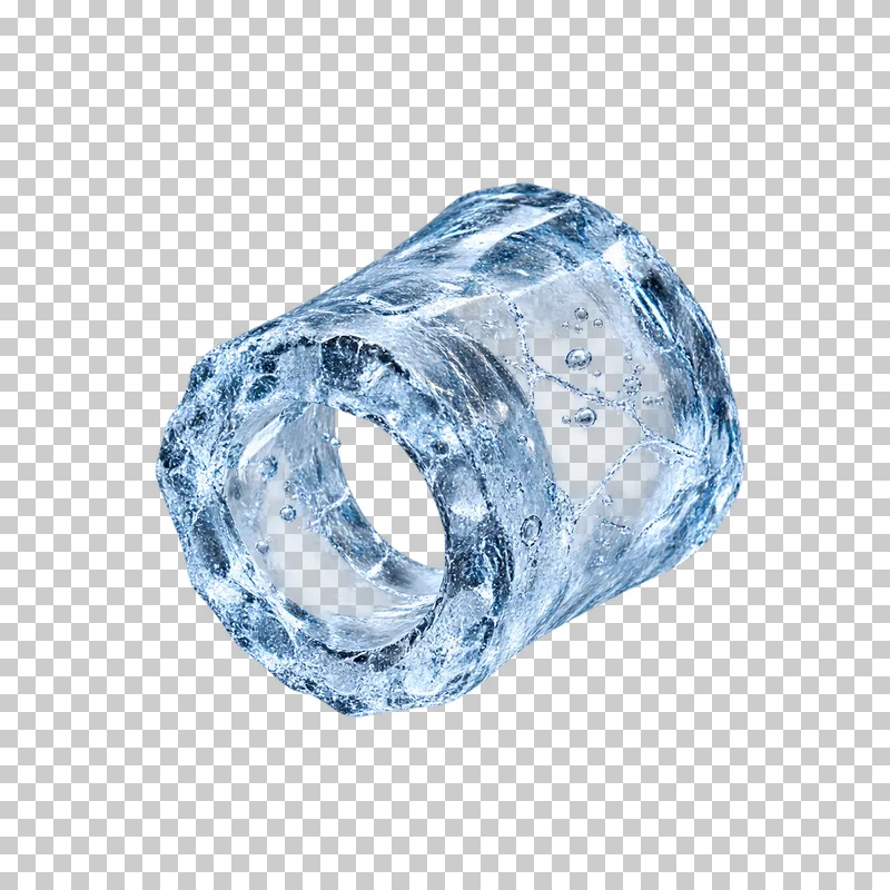 A cylindrical ice cube with an open central hole.
