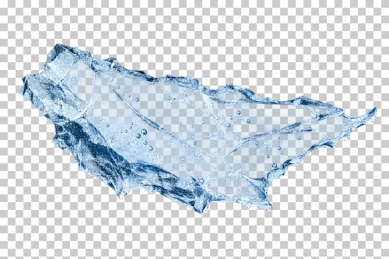 An irregular thin ice shard with jagged edges and fine fractures.