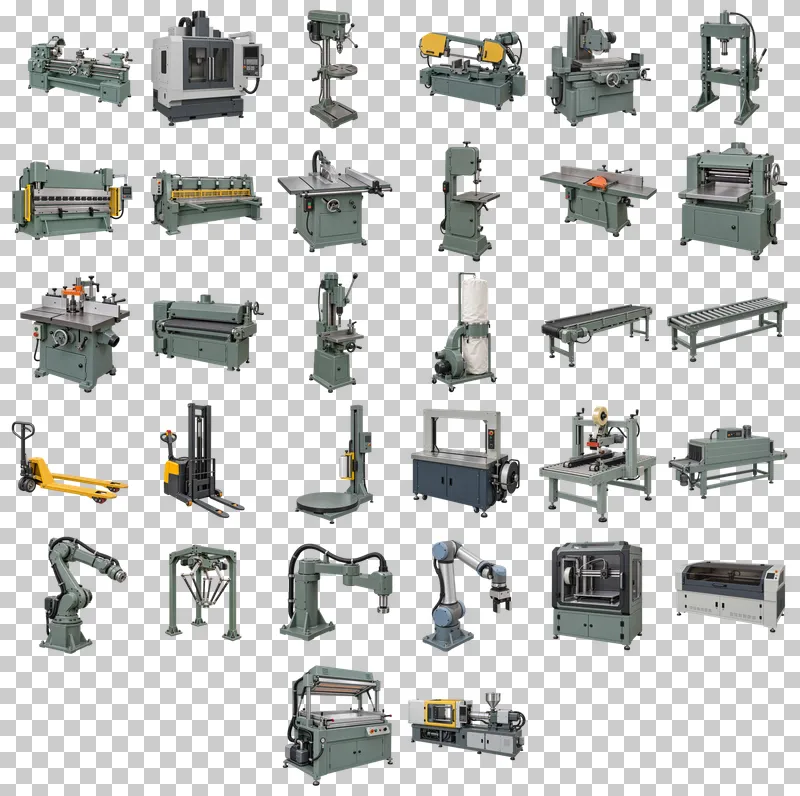 Industrial Machines Photo PNG Collection: all 32 elements in one grid