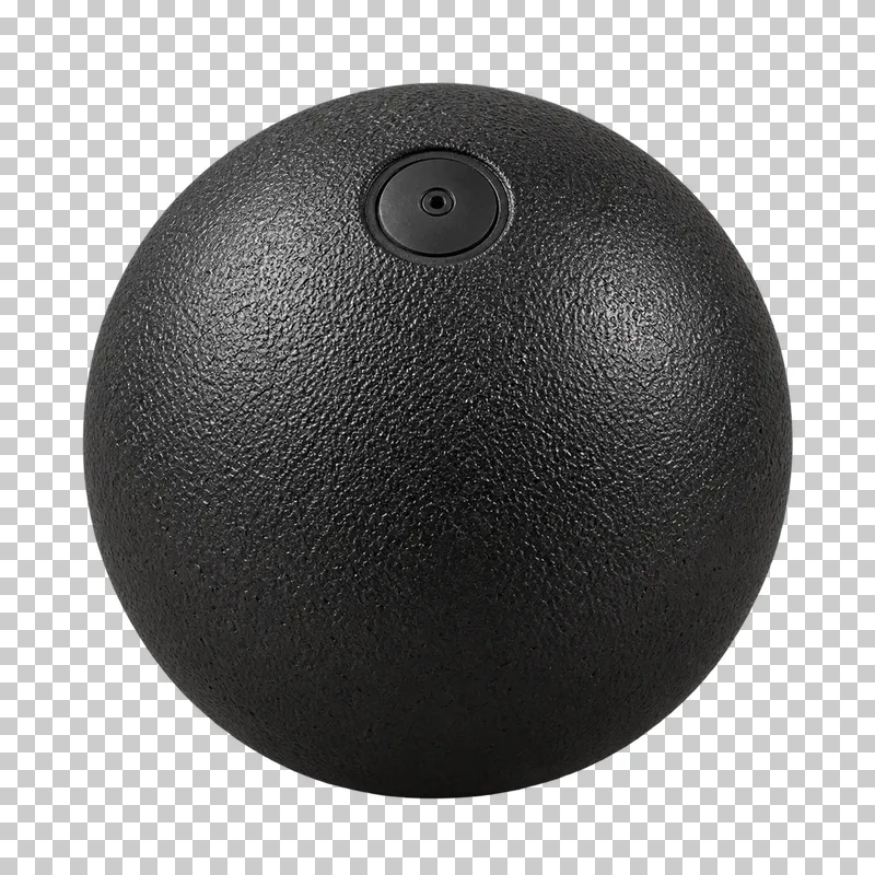 A black rubber slam ball with a textured grip surface.