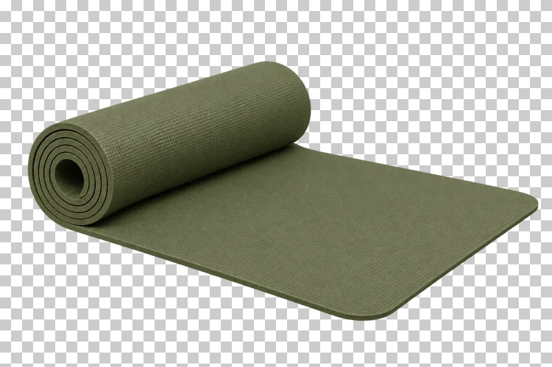 A partially unrolled muted olive yoga mat with a softly textured surface.