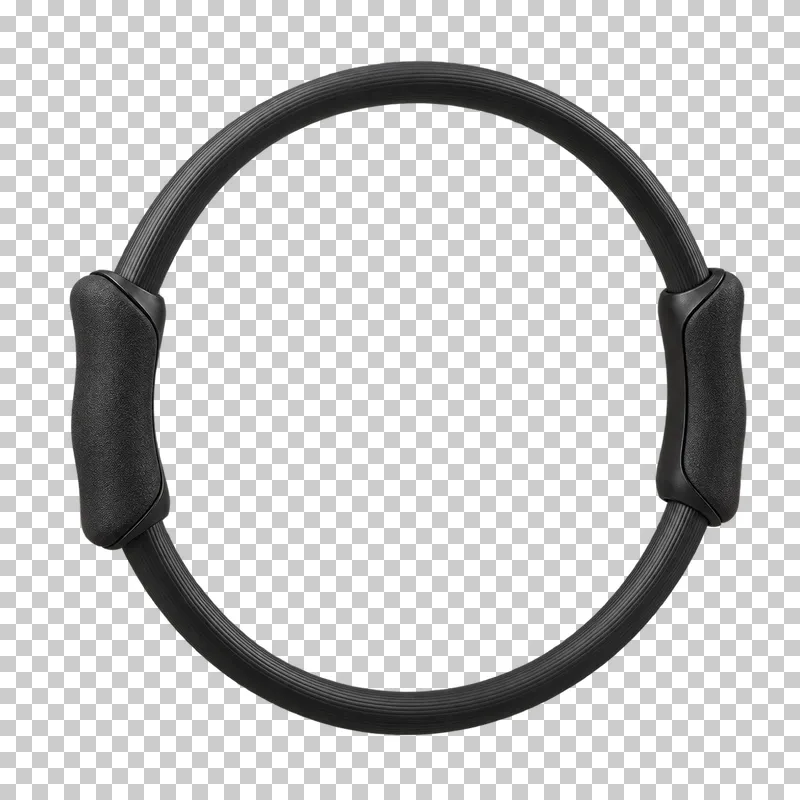 A dark pilates ring with two opposing padded grips.