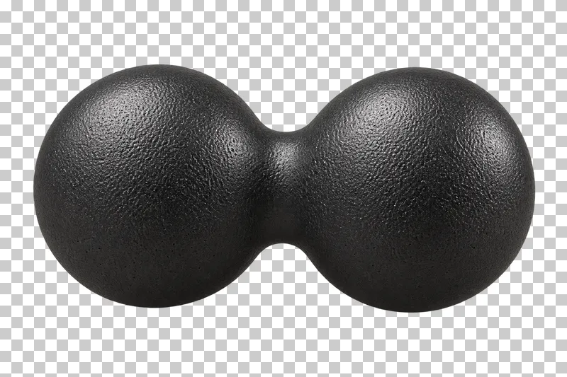 A graphite double massage ball with two connected rounded lobes.