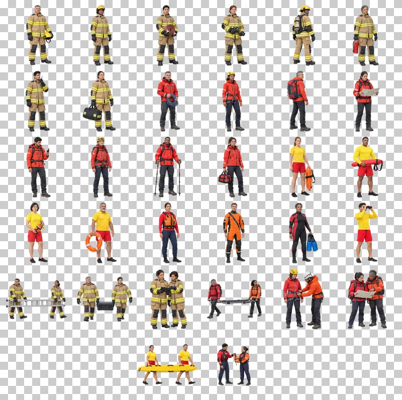 Emergency Responders Photo PNG Collection: all 32 elements in one grid